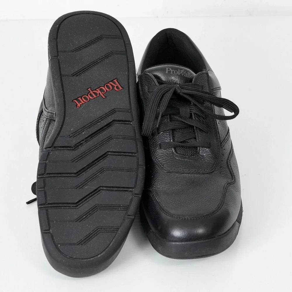 Rockport ProWalker Walking Shoes Men 10 Black Leather C19230 Sneakers